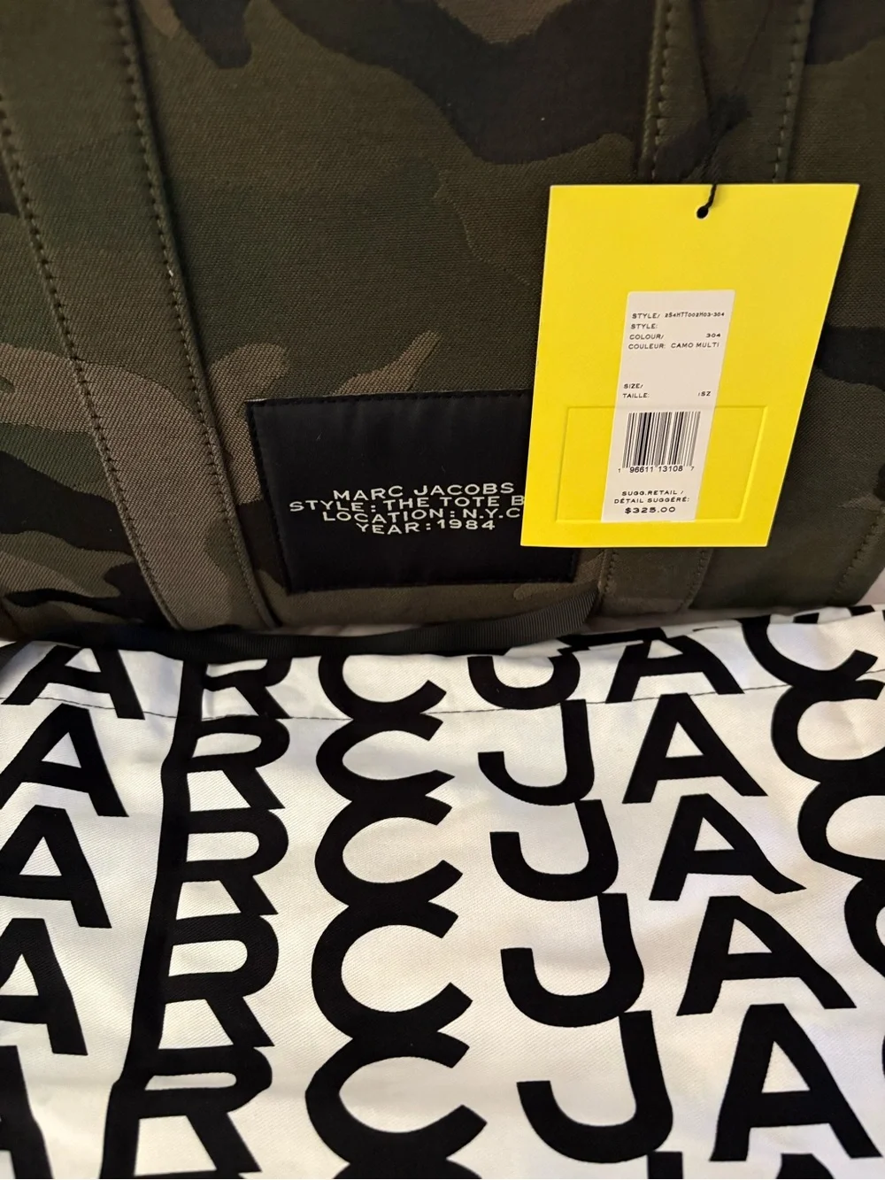 Marc Jacobs Camouflage Canvas Tote Bag in Green and Brown 12x8 tote Never used